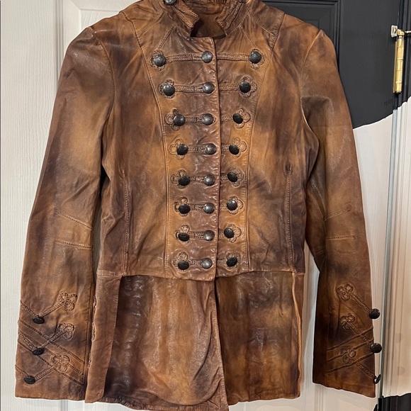 All Saints Distressed Brown Military Jacket - Picture 7 of 9